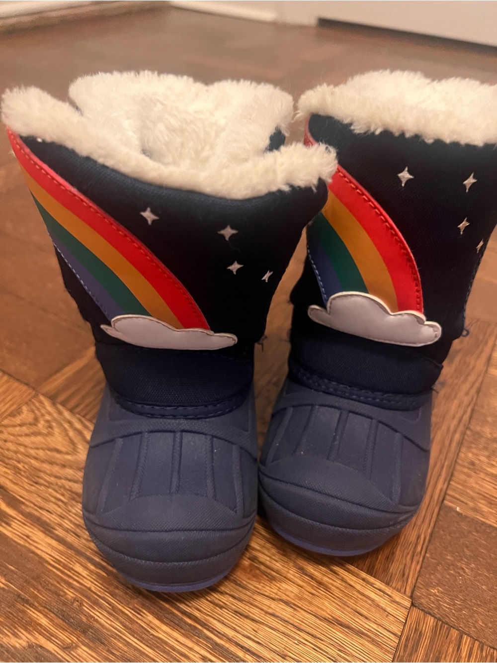 Cat & Jack Navy Kids Rain & Snow Boots with Rainbow Detail
